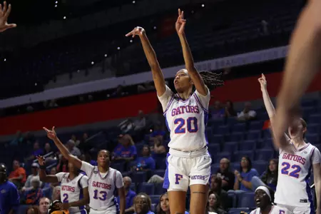 during the Gators' game against the St John’s Red Storm on Thursday, March 21, 2024 at Exactech Arena at the Stephen C. O'Connell Center in Gainesville, FL / UAA Communications photo by Mallory Peak
