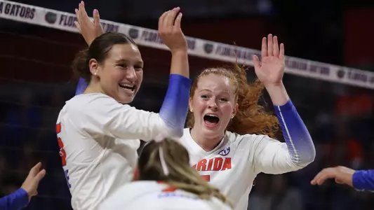 during the Gators' match against the North Texas Owls on Friday, September 20, 2024 at Exactech Arena at the Stephen C. O'Connell Center in Gainesville, Fla. / UAA Communications photo by Bryce Mitchell