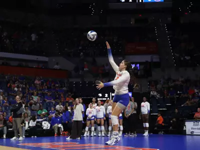 during the Gators' match against the Screaming Eagles on Saturday, September 7, 2024 at Exactech Arena at the Stephen C. O'Connell Center in Gainesville, Fla. / UAA Communications photo by Trenton Bardi
