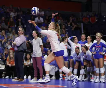 during the Gators' match against the North Texas Owls on Friday, September 20, 2024 at Exactech Arena at the Stephen C. O'Connell Center in Gainesville, Fla. / UAA Communications photo by Bryce Mitchell