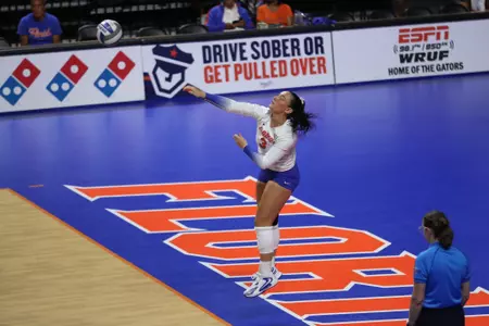 during the Gators' match against the Screaming Eagles on Saturday, September 7, 2024 at Exactech Arena at the Stephen C. O'Connell Center in Gainesville, Fla. / UAA Communications photo by Trenton Bardi
