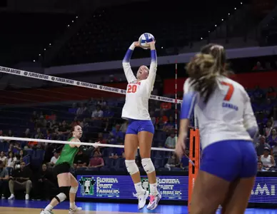 during the Gators' match against the North Texas Owls on Friday, September 20, 2024 at Exactech Arena at the Stephen C. O'Connell Center in Gainesville, Fla. / UAA Communications photo by Bryce Mitchell