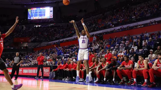 Alijah Martin during the Gators' game against the Georgia Bulldogs on Saturday, January 25, 2025 at Exactech Arena at the Stephen C. O'Connell Center in Gainesville, FL / UAA Communications photo by Victoria Riccobono