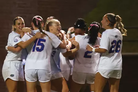 Addy Hess celebrates her go-ahead goal vs No. 12 Mississippi State with the Gators 251010
