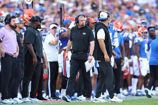 during the Gators' game against the Bulldogs on Saturday, October 18, 2025 at Ben Hill Griffin Stadium in Gainesville, Fla. / UAA Communications photo by Nicole Scharff