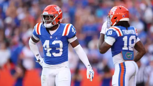 during the Gators' game against the Bulldogs on Saturday, October 18, 2025 at Ben Hill Griffin Stadium in Gainesville, Fla. / UAA Communications photo by Jordan Perez
