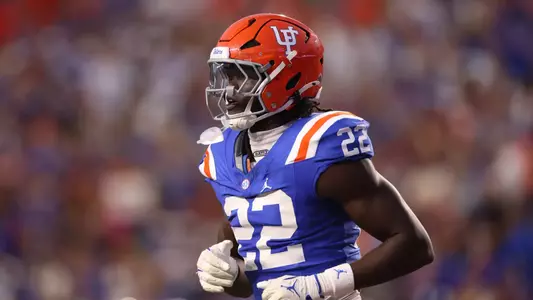 during the Gators' game against the Bulldogs on Saturday, October 18, 2025 at Ben Hill Griffin Stadium in Gainesville, Fla. / UAA Communications photo by Jordan Perez