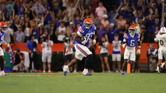 during the Gators' game against the Bulldogs on Saturday, October 18, 2025 at Ben Hill Griffin Stadium in Gainesville, Fla. / UAA Communications photo by Jordan Perez