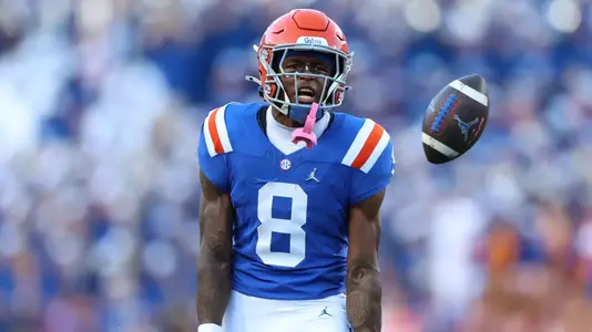 during the Gators' game against the Bulldogs on Saturday, October 18, 2025 at Ben Hill Griffin Stadium in Gainesville, Fla. / UAA Communications photo by Nicole Scharff