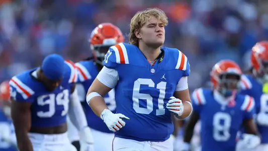 during the Gators' game against the Bulldogs on Saturday, October 18, 2025 at Ben Hill Griffin Stadium in Gainesville, Fla. / UAA Communications photo by Nicole Scharff