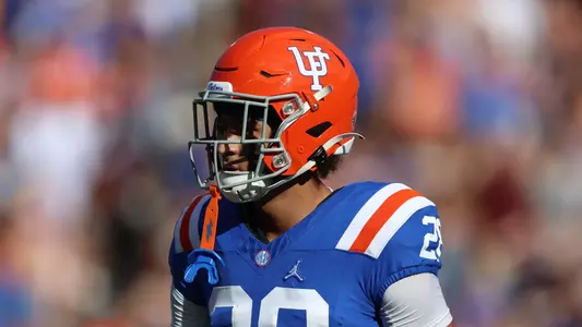 during the Gators' game against the Bulldogs on Saturday, October 18, 2025 at Ben Hill Griffin Stadium in Gainesville, Fla. / UAA Communications photo by Nicole Scharff