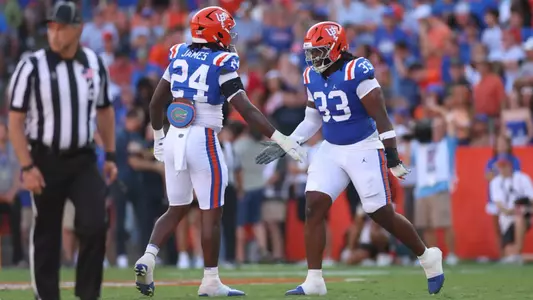 during the Gators' game against the Bulldogs on Saturday, October 18, 2025 at Ben Hill Griffin Stadium in Gainesville, Fla. / UAA Communications photo by Jordan Perez