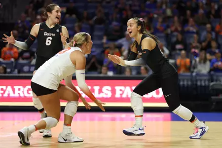 during the Gators' match against the Sooners on Wednesday, October 22, 2025 at Exactech Arena at the Stephen C. O'Connell Center in Gainesville, Fla. / UAA Communications photo by Jordan Perez