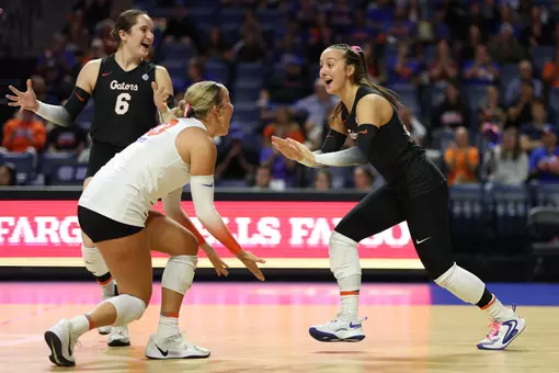 during the Gators' match against the Sooners on Wednesday, October 22, 2025 at Exactech Arena at the Stephen C. O'Connell Center in Gainesville, Fla. / UAA Communications photo by Jordan Perez
