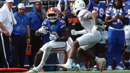 during the Gators' game against the Longhorns on Saturday, October 4, 2025 at Ben Hill Griffin Stadium in Gainesville, Fla. / UAA Communications photo by Victoria Riccobono