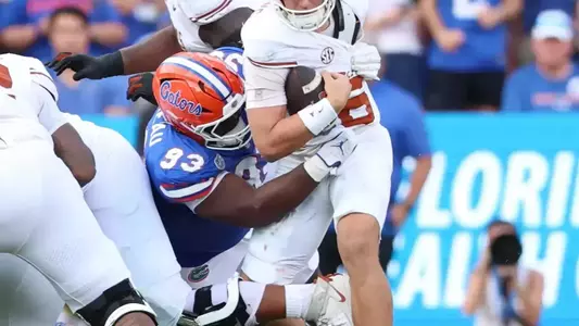 during the Gators' game against the Longhorns on Saturday, October 4, 2025 at Ben Hill Griffin Stadium in Gainesville, Fla. / UAA Communications photo by Hayli Balgobin