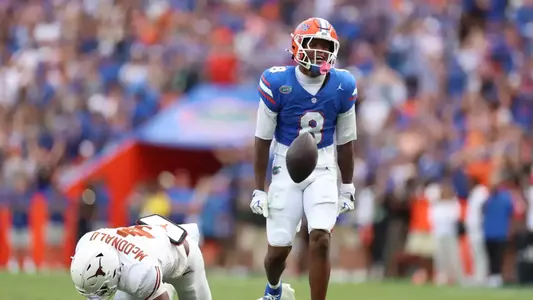 during the Gators' game against the Longhorns on Saturday, October 4, 2025 at Ben Hill Griffin Stadium in Gainesville, Fla. / UAA Communications photo by Bella Rosa