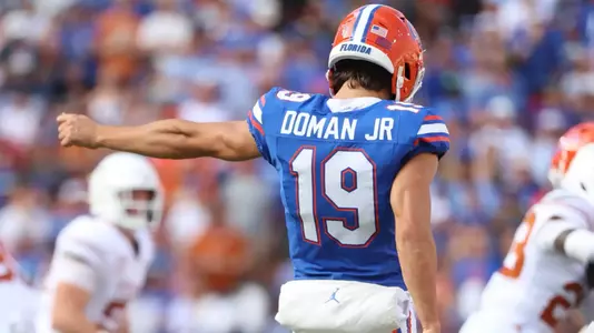 during the Gators' game against the Longhorns on Saturday, October 4, 2025 at Ben Hill Griffin Stadium in Gainesville, Fla. / UAA Communications photo by Victoria Riccobono