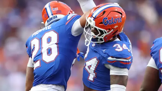 during the Gators' game against the Longhorns on Saturday, October 4, 2025 at Ben Hill Griffin Stadium in Gainesville, Fla. / UAA Communications photo by Hayli Balgobin