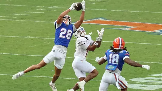 during the Gators' game against the Longhorns on Saturday, October 4, 2025 at Ben Hill Griffin Stadium in Gainesville, Fla. / UAA Communications photo by Victoria Riccobono
