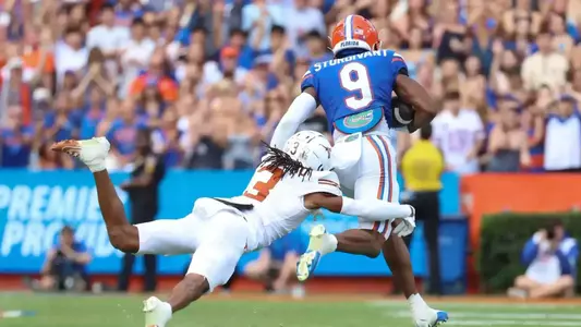 during the Gators' game against the Longhorns on Saturday, October 4, 2025 at Ben Hill Griffin Stadium in Gainesville, Fla. / UAA Communications photo by Victoria Riccobono