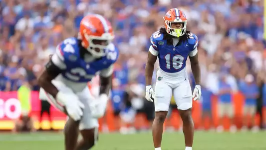 during the Gators' game against the Longhorns on Saturday, October 4, 2025 at Ben Hill Griffin Stadium in Gainesville, Fla. / UAA Communications photo by Hayli Balgobin
