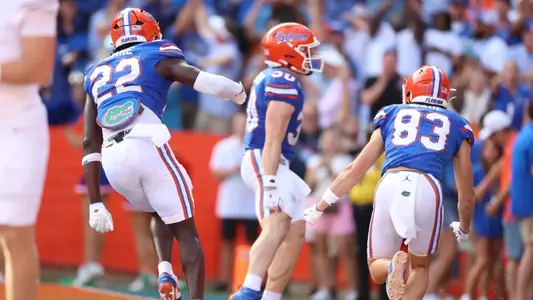 during the Gators' game against the Longhorns on Saturday, October 4, 2025 at Ben Hill Griffin Stadium in Gainesville, Fla. / UAA Communications photo by Bella Rosa