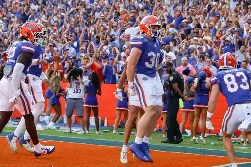 during the Gators' game against the Texas Longhorns on Saturday, October 4, 2025 at Ben Hill Griffin Stadium in Gainesville, Fla. / UAA Communications photo by Maddie Washburn