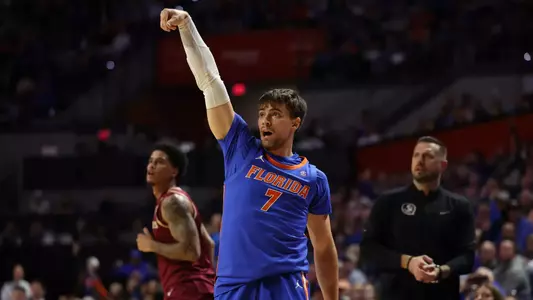 during the Gators' game against the Seminoles on Tuesday, November 11, 2025 at Exactech Arena at the Stephen C. O'Connell Center in Gainesville, FL / UAA Communications photo by Jordan Perez