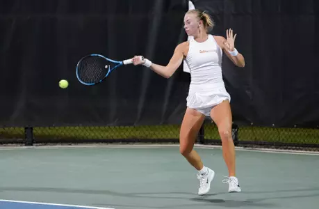 2025 11 18 Gabia Paskasukas with the forehand in her Round of 64 match at the NCAA Championships