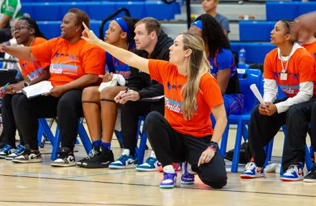 Kelly Rae Finley calls out a play during day oen of the Cayman Island Classic vs. Memphis
