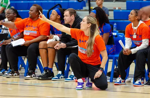 Kelly Rae Finley calls out a play during day oen of the Cayman Island Classic vs. Memphis