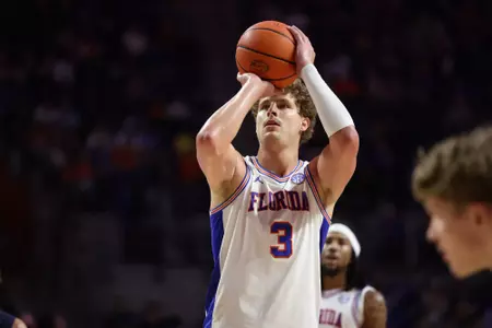 during the Gators' game against the Ospreys on Thursday, November 6, 2025 at Exactech Arena at the Stephen C. O'Connell Center in Gainesville, FL / UAA Communications photo by Bella Rosa