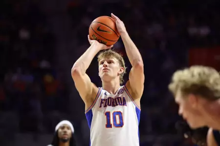 during the Gators' game against the Ospreys on Thursday, November 6, 2025 at Exactech Arena at the Stephen C. O'Connell Center in Gainesville, FL / UAA Communications photo by Bella Rosa