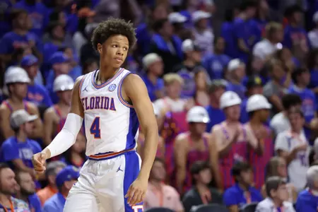 during the Gators' game against the Ospreys on Thursday, November 6, 2025 at Exactech Arena at the Stephen C. O'Connell Center in Gainesville, FL / UAA Communications photo by Bella Rosa