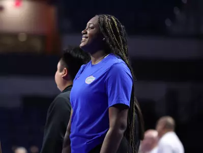 during the Gators' spring match against the Florida State Seminoles on Friday, April 11, 2025 at Exactech Arena at the Stephen C. O'Connell Center in Gainesville, Fla. / UAA Communications photo by Maddie Washburn