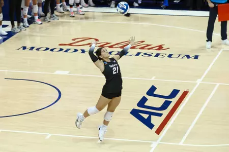 during the Gators' match against the SMU Mustangs on Saturday, December 6, 2025 at Moody Coliseum in Dallas, Tx. / UAA Communications photo by Hannah White
