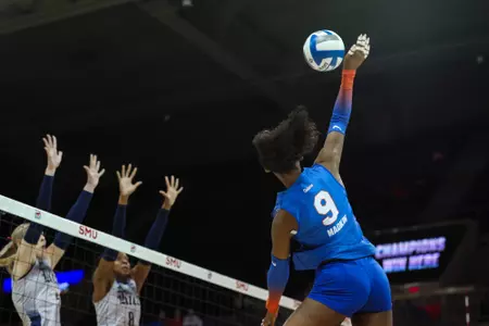 during the Gators' match against Rice at the NCAA Tournament on Friday, December 5, 2025 at Moody Coliseum in Dallas, Tx. / UAA Communications photo by Hannah Morgan White