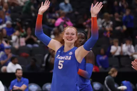 during the Gators' match against the Volunteers on Sunday, November 23, 2025 at Enmarket Arena in Savannah, Ga. / UAA Communications photo by Rachel Rusch
