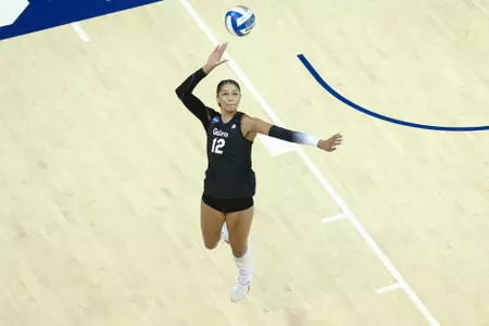 during the Gators' match against the SMU Mustangs on Saturday, December 6, 2025 at Moody Coliseum in Dallas, Tx. / UAA Communications photo by Hannah White