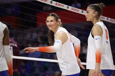 during the Gators' match against the Aggies on Wednesday, November 12, 2025 at Exactech Arena at the Stephen C. O'Connell Center in Gainesville, Fla. / UAA Communications photo by Bella Rosa