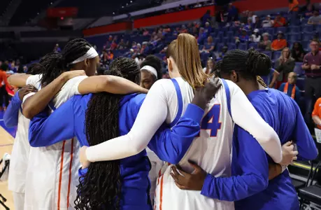 Women's Basketball Team Huddle against Tulsa