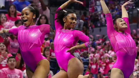 250218 SEC Gymnast of Week - Sloane Blakely, Selena Harris-Miranda and Leanne Wong (right)