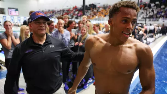 during the Gators' meet at SEC Championships Day 3 on Wednesday, February 19, 2025 at the Gabrielsen Natatorium in Athens, GA / UAA Communications photo by Bryce Mitchell