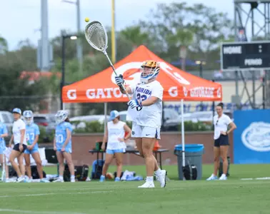 during the Gators' game against the North Carolina Tar Heels on Saturday, February 15, 2025 at Donald R. Dizney Stadium in Gainesville, FL / UAA Communications photo by Maddie Washburn
