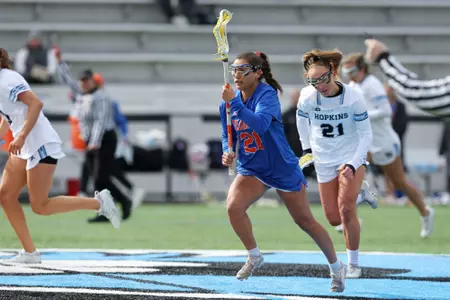 during the Gators' game against the Bluejays on Friday, February 7, 2025 at Homewood Field in Baltimore, MD / UAA Communications photo by Peyton Stoike