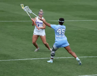 during the Gators' game against the North Carolina Tar Heels on Saturday, February 15, 2025 at Donald R. Dizney Stadium in Gainesville, FL / UAA Communications photo by Maddie Washburn