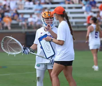during the Gators' game against the North Carolina Tar Heels on Saturday, February 15, 2025 at Donald R. Dizney Stadium in Gainesville, FL / UAA Communications photo by Maddie Washburn