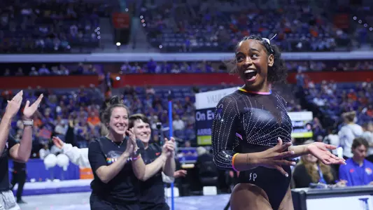 Selena Harris-Miranda after landing her 10.0 vault 250228
