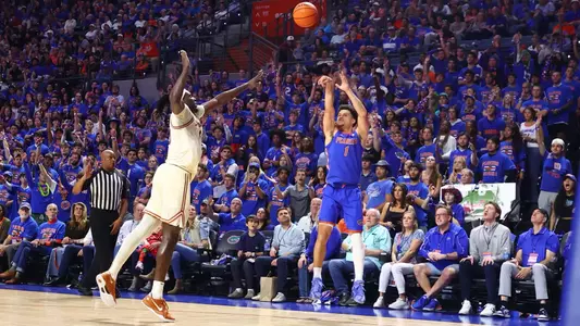 during the Gators' game against the Texas Longhorns on Saturday, January 18, 2025 at Exactech Arena at the Stephen C. O'Connell Center in Gainesville, FL / UAA Communications photo by Maddie Washburn